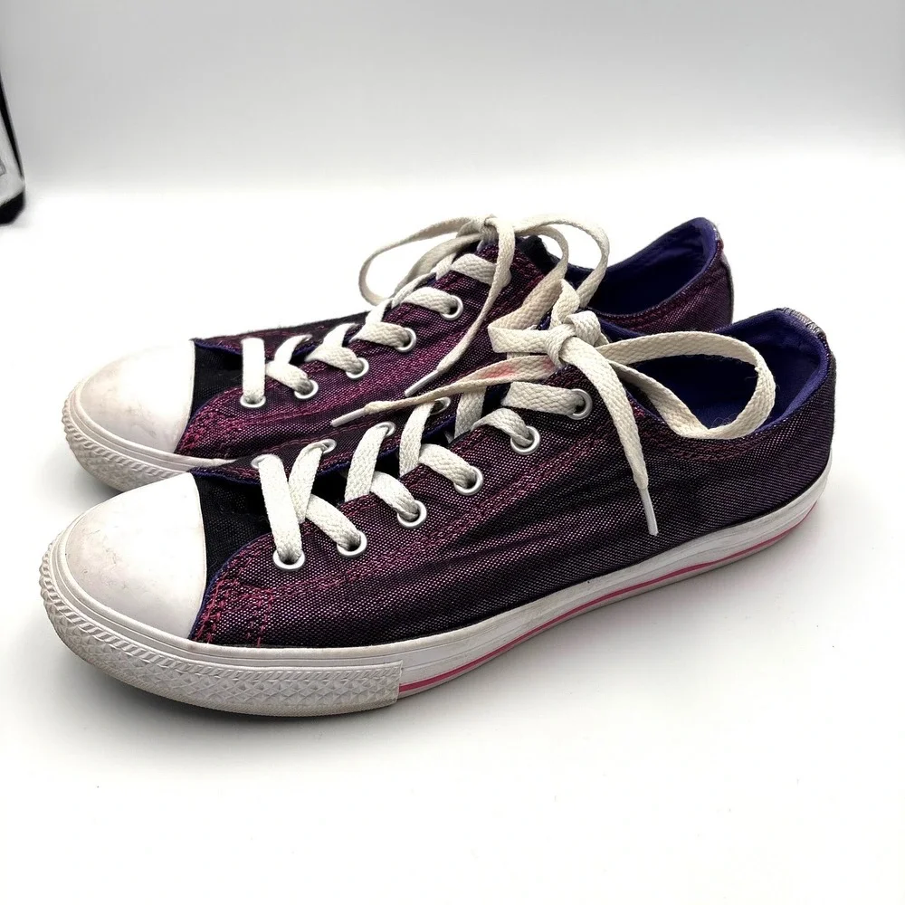Converse Chuck Taylor All Star Purple Black Shimmer Denim Low Top 654227F 6